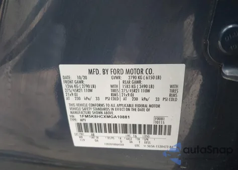 2021 Ford Explorer Platinum from USA, damaged, VIN 1FM5K8HCXMGA10881